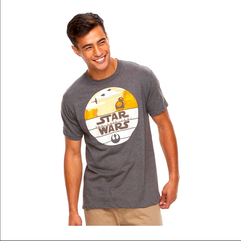NEW FIFTH SUN STAR WARS Last Jedi BB-8 Tee Gray Medium UNISEX Men’s